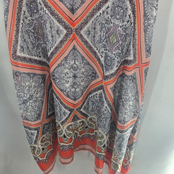 Studio One New York Bohemian Orange Gray Asymmetrical Hem Midi Dress Size 18W - Picture 7 of 9